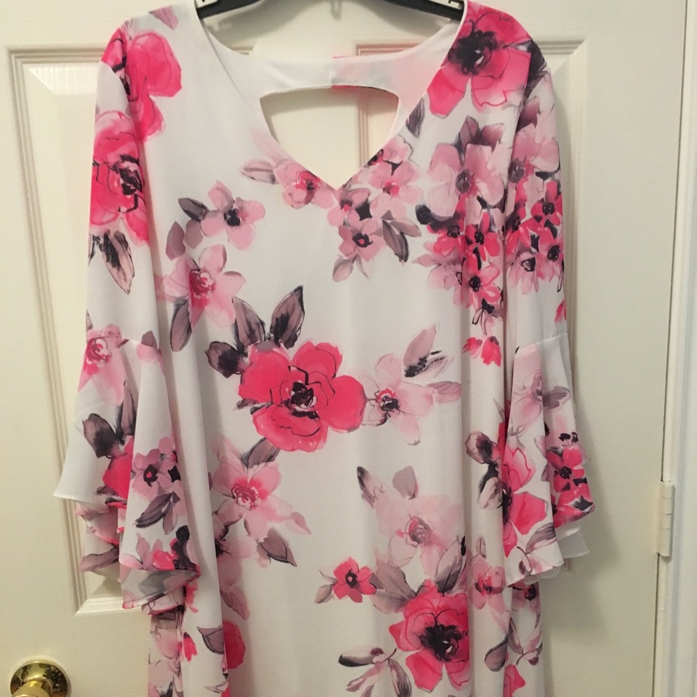 White & pink floral dress